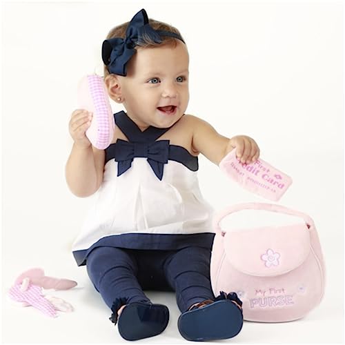 Baby GUND Play Soft Collection, My First Purse 5-Piece Plush Playset with Rattle, Mirror and Crinkle Plush Toys, Sensory Toy for Babies and Newborns, 8” - style: Purse Playset