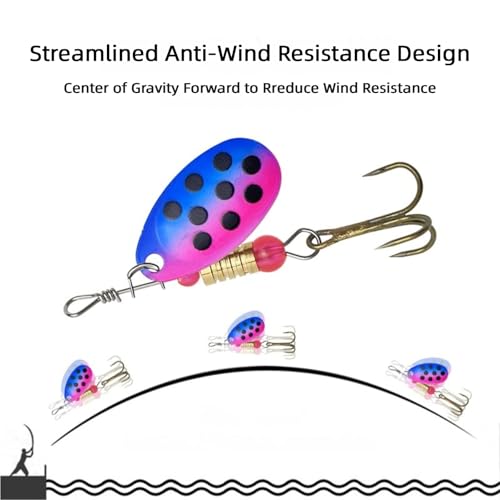 10 Pcs Inline Spinner Fishing Lures Kit, Hard Metal Spinnerbaits with Box | Realistic Rooster Tail Style Baits Freshwater Gear Set for Trout Bass Salmon Walleye Crappie Fishing Tackle Accessories