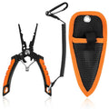 6.5 inch Fishing Pliers, 420 Stainless Steel Fishing Tools, Saltwater Resistant Fishing Gear, Tungsten Carbide Cutters,6.5'' Split Ring Nose, Orange
