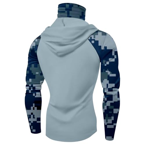 Hooded Fishing Shirts with Face Mask Cooling UPF 50+ Sun Protection Rash Guard Moisture Wicking Outdoor Boat Sun Shirt - color: A01-army Green, size: Small