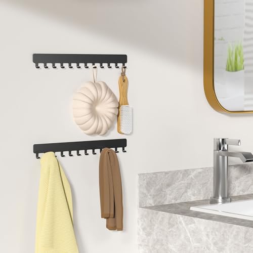Bussdis Necklace Holder - Hanging Jewelry Organizer, Self-Adhesive, Wall Mount, 2 Pack, Black - color: Black, size: 9.84 inch