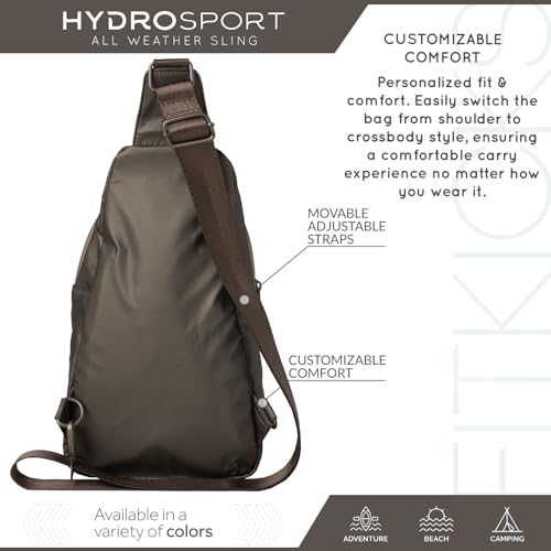 FITKICKS Hydrosport All Weather Sling Bag Unisex Crossbody Travel Hiking Chest Bag - color: Army