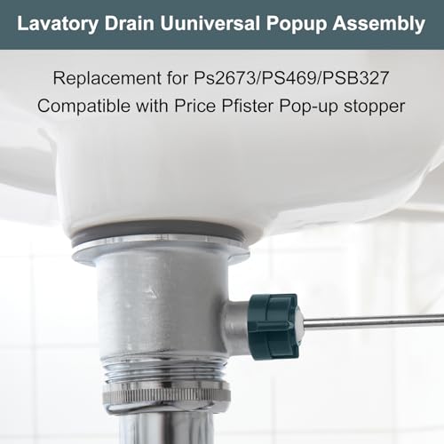 Lavatory Pop-Up Drain Assembly Kit – Sink Ball/Pivot Rod Replacement for Bathroom Sink Repair, Fits Other Standard Pop-Up Stoppers (PS2673 Replacement) (1)