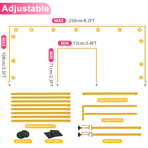 Over the Table Rod Stand with Clamps Adjustable 13''-42'' Tall 29"-98" Length Gold Table Arch Hanging for Wedding Birthday Party Halloween Christmas Decoration - color: Gold