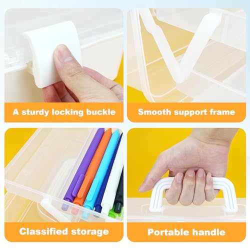 10Inch Tackle Box Organizer and Storage,Three-Layer Sewing Box With 2 Trays | Craft Organizers and Storage,Medicine Storage Box With Handle For Nail、Makeup、Diamond Painting、Building Blocks - color: White
