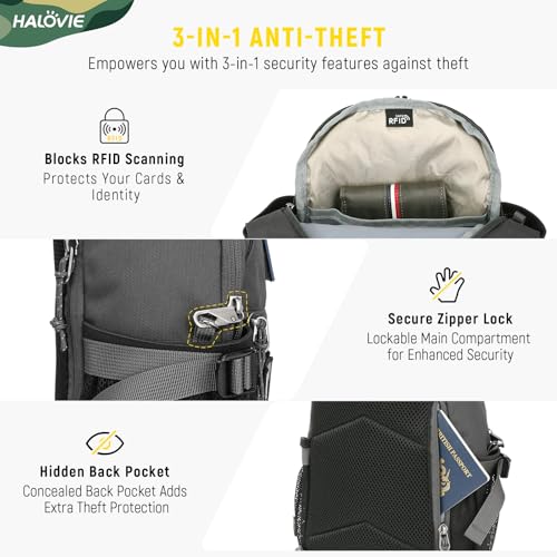 HALOVIE Crossbody Sling Bag Anti Theft RFID Sling Backpack Lightweight Travel Hiking EDC Tactical Chest Shoulder Pack Gift for Men - color: Gray