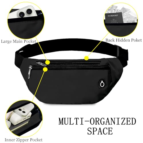 Fanny Pack for Women Men,Crossbody Fanny Pack Water Resistant Sports Waist Bag Pack, Belt Bag for Travel Hiking Running - color: 1pack-black