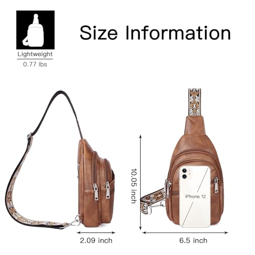 Telena Sling Bag for Women Crossbody Bags Purse for Women Vegan Leather Fanny Pack with Adjustable Strap - color: 0-brown