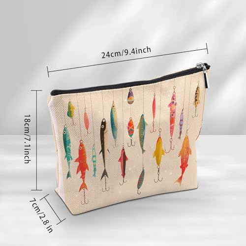 Fishing Makeup Bag, Fishhook Fishing Gifts For Women Men, Fishes Makeup Pouch, Travel Toiletry Bag With Zipper, Birthday Graduation Christmas Gifts For Men Women Coworkers Best Friend - color: Fishhook