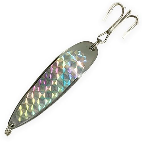 Crocodile Spoon Fishing Lures 1oz, 6 Pcs Silver Chrome with Treble Hooks, for Saltwater & Freshwater Fishing, Includes Sharp Hook Setup, Ideal for Tuna, Trout, Bass, Walleye, Halibut & More