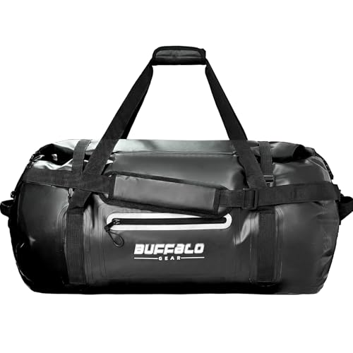 Buffalo Gear Waterproof Duffle Bag 40L 60L 80L Roll-top Dry Bag Heavy Duty Waterproof Duffel Travel Bag for Kayaking Rafting Boating Fishing Camping - color: Black, size: 80L