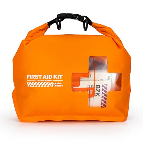 RHINO RESCUE Waterproof Boat First Aid Kit, Lightweight Boat Accessories Dry Bag, Emergency Marine Survival Supplies for Outdoor Kayak, Fishing, Floating, Swimming, Beach & Camping (Orange) - color: Orange