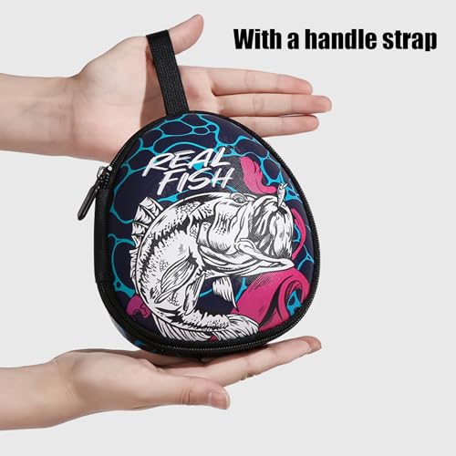 Fishing Reel Bag for Spinning, Baitcasting, Conventional, Fly Fishing Reels – Portable Tackle Organizer Storage Bag, Small Fishing Reel Case, Spinning Reel Cover, Fly Fishing Gear, UV Printing - color: ocean blue