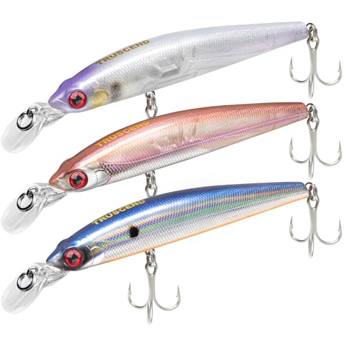 TRUSCEND Suspending Jerkbait, Rattle Minnow Lures with BKK Hooks, Freshwater Bass Trout Striper Walleye Pike Fishing Lures, Variety Pack for All Water Conditions, Premium Fishing Gear and Gifts - color: B-4.3",0.5oz