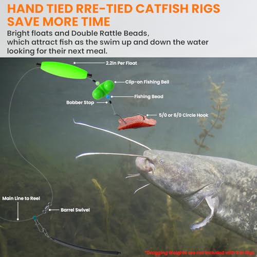 Catfish Rigs Catfish Float Rigs Catfishing Tackle Santee Rig 5/0 6/0 Circle Hooks for Peg Floats Catfish - size: 5/0 HOOK * 3PCS