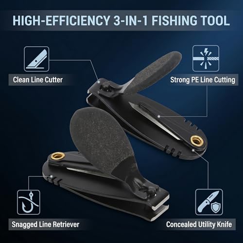 VBESTLIFE Pack of 2 Fishing Nippers, Stainless Steel Line Cutter with Built-in Hook Remover and Knife Blade, Large Grip Thumb Bar for Anglers Fishing Enthusiasts and Outdoor Activities