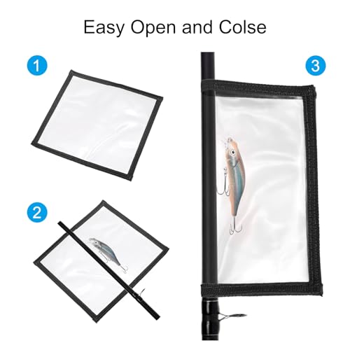 PATIKIL Fishing Lure Wrap Durable PVC Lure Covers Fishing Hook Covers Bait Storage Easily See Lures Keep Fishing Safe - color: Black, size: 4.3" x 7.9"