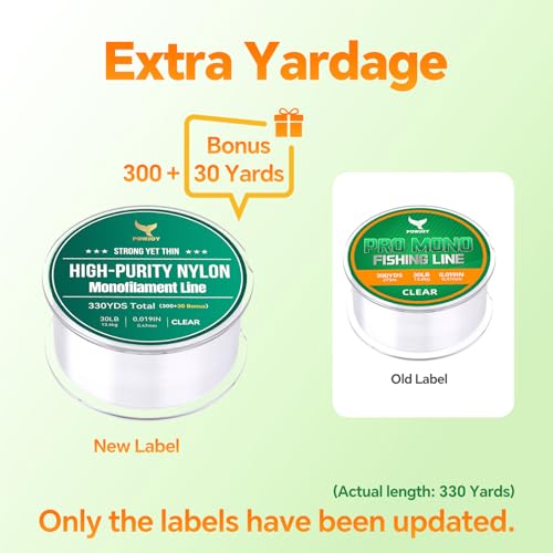 Monofilament Fishing Line with Knot Guide Card, Tangle-Free Snap Ring for No More Mess, Low Memory Smooth Casting Nylon Mono String, 15/20/30/50/80LB, 220-1050 Yards - color: Clear, size: 30LB 330Yards
