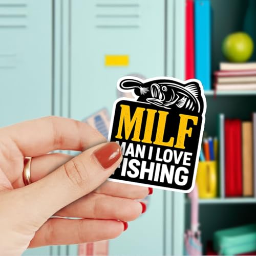 3Pcs Man I Love Fishing Sticker, Fishing Club Sticker, Milf Stickers, Fisherman Stickers Waterproof for Boat, Tackle Box, Cooler, Water Bottle, Helmet Gifts for Fisherman, Anglers - color: Fishing 2, size: 3in