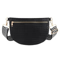 Woven Crossbody Bags for Women Leather Belt Bum Sling Purse Fanny Waist Pack Chest Shoulder Bag for Women-Black - color: Black