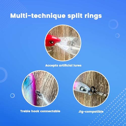 100-Pack Black Split Rings for Fishing Lures, Saltwater & Freshwater Tackle Speed Clips, Split Ring Tippet Rings Oval/Wire Rings & Fly Fishing Gear