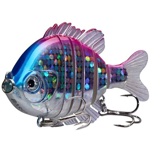 BASSDASH SwimPanfish Multi Jointed Panfish Bluegill Swimbaits Hard Topwater Bass Lures Fishing Lure Crank Saltwater 3.5in/0.85oz,Pack of 4