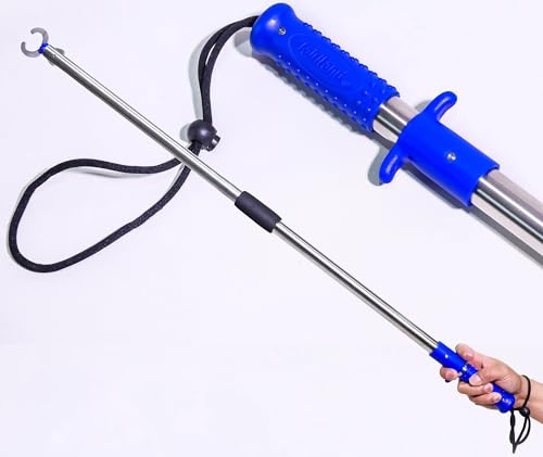 Heavy-Duty Fish Gripper – Extra-Long Stainless Steel Grabber with Non-Slip Handle, Wrist Lanyard & Storage Bag for Secure Fish Handling in Freshwater & Saltwater - color: 110cm/43.3in(3.6ft) Blue