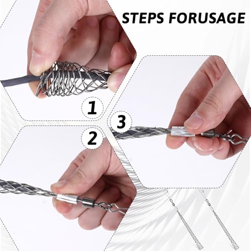 2 Pcs 1/2 Inch Wire Pulling Grip Mesh Cable Pulls Cable Pulling Grip Sock Metal Cable Puller Socks Wire Pulling Tools Wire Grip Flexible Snap for Electrical Pulling Grips Light and Heavy Cables