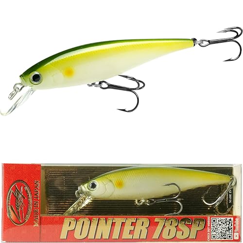 LUCKY CRAFT Pointer 78SP Fishing Lures, 3" Freshwater Bass & Trout Lures, Suspending 4ft-5ft Depth, Jerkbait, Bass Fishing Gear and Accessories, Ghost & Aurora - color: 268 Pearl Ayu