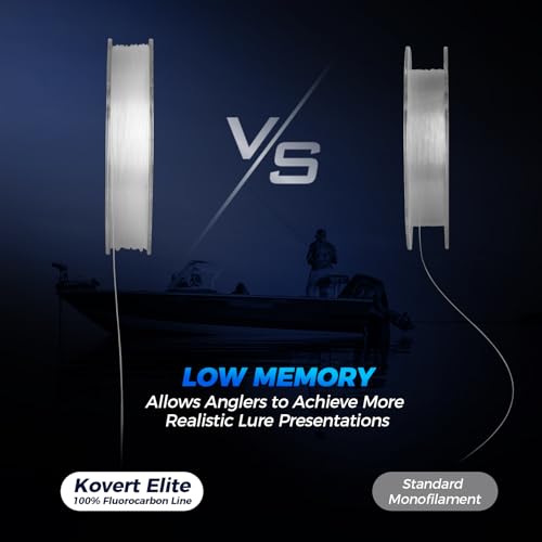 KastKing Kovert 100% Fluorocarbon Fishing Line - Clear Fishing Leader, High Sensitivity, Strong Knot Strength, Shock & Abrasion Resistant, Extreme Clarity, Ultra-Low Visibility, Fast Sinking - color: Kovert Elite (Soft & Smooth), size: 4LB-200Yds (Clear)