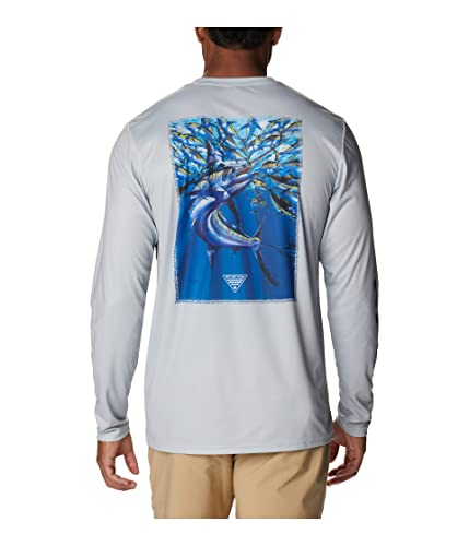 Columbia Terminal Tackle PFG™ Carey Chen Long Sleeve - color: Cool Grey/Vivid Blue Intruder, size: Medium