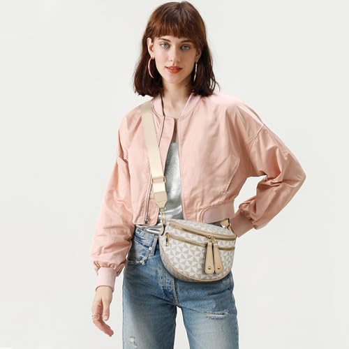 KKXIU Crossbody Sling Bag for Women Trendy Fanny Pack Vegan Leather Chest Bag | Trendy - color: 1-beige