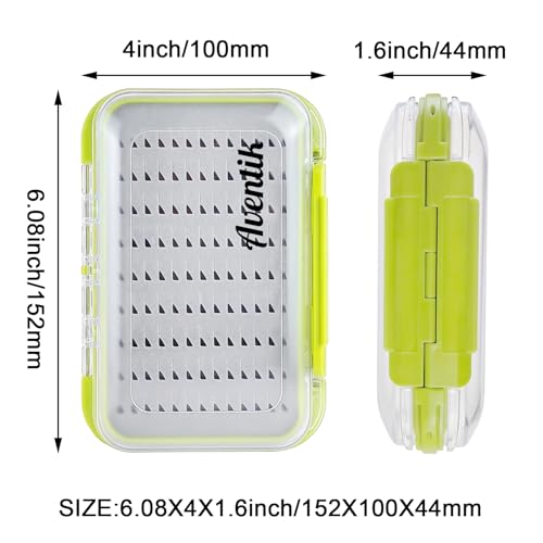 Aventik Waterproof Clear Fly Box Double Sides Floating Lightweight Fly Fishing Case Large Capacity Grip Foam Nymph Wet Dry Flies Lure Box(H18 Green, SIZE B:6.08X4X1.6inch) - color: Green, size: SIZE B:6.08X4X1.6inch