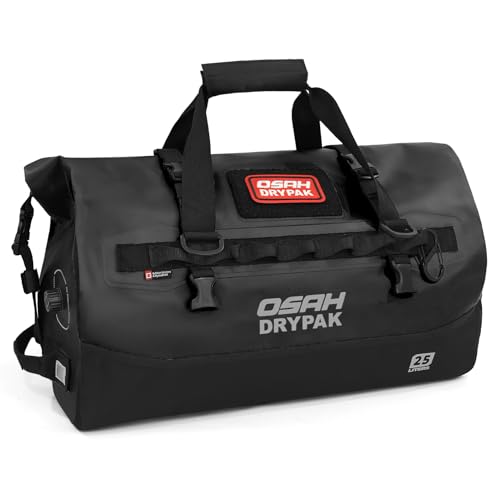 Waterproof Duffel Bag 25L/40L/60L – Heavy-Duty Motorcycle Tail Bag, Roll-Top Dry Bag for Travel, Camping, Boating, Kayaking, Outdoor Adventure - color: BLACK, size: 25L