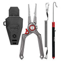 SAMSFX Fishing Pliers, Muti-Function Fly Fishing Tools, 8" Saltwater Resistant Gear Hook Remover Split Ring Tungsten Cutters, with Lanyard & Sheath - color: Red Fishing Pliers with Dehooker