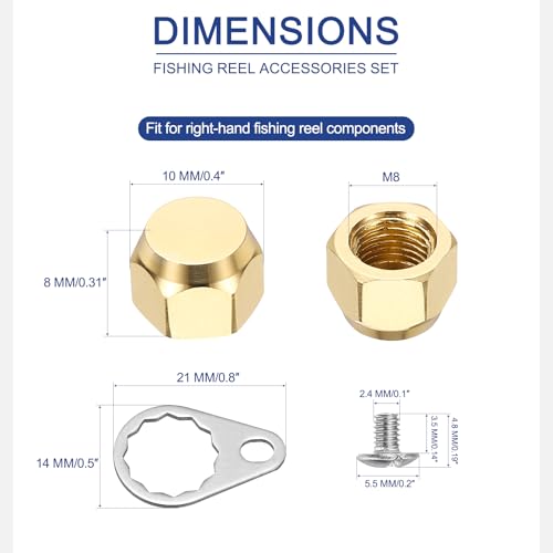 Fishing Reel Screw Nut Caps, Right Handle Knob Locking Plate Nut Replacement Parts - color: Champagne Gold, size: M8