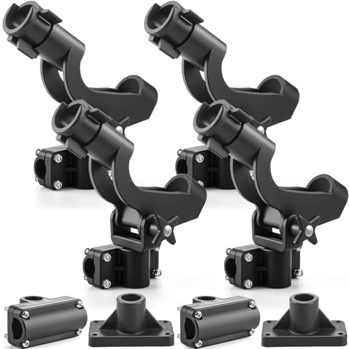 Liliful 4 Pcs Fishing Rod Holder for Boat Adjustable Kayak Swivel Fishing Pole Holders Accessories, Black - style: Fashionable