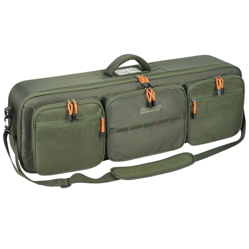 QualyQualy Fly Fishing Rod Travel Case, Heavy-Duty Fly Rod Bag Padded Protection & Portable Travel Fishing Rod Case with Shoulder Strap