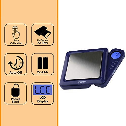 American Weigh Scales Blade Series 650g x 0.1g Digital Pocket Scale 0.1g Accuracy | Precision Mini Scale, Small Digital Gram Scale for Kitchen, Gold, Gems & Coin Scale, Smart Digital & Compact Scale - color: Blue, size: 650g x 0.1g