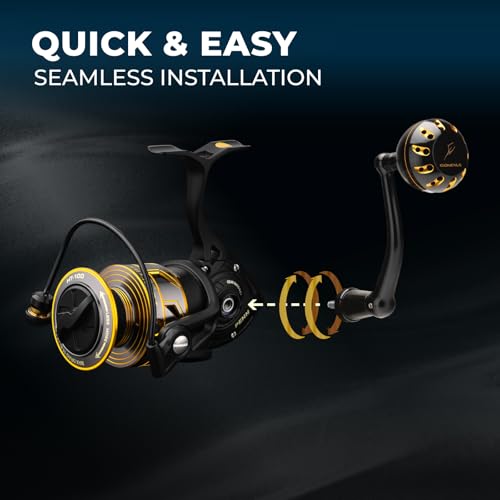 GOMEXUS Power Handle for Penn Spinfisher VI VII Slammer III IV Reel Crank (Make Sure Your Reel Model, Not for All Spinfisher Long Cast/V)-Please Pay Attention to The Adaptation Table - color: Black, style: For Slammer/Spinfisher 5500-6500 Thread