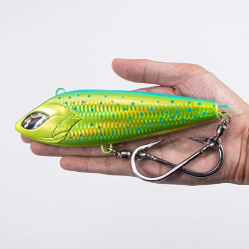 Alwonder High Speed Trolling Lures Up to 17 Knots Saltwater Fishing Lures Sinking Hard Baits 6-3/4”/7.5oz with Heavy-Duty 7/0 Hook Deep Diving Jerkbait Fishing Plug Offshore Lure for Marlin Tuna Wahoo - color: Dorado
