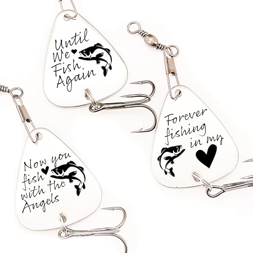 Memorial Lures Gift Set – I’ll Be Fishing in Heaven, Gone in Heaven, with The Angels – Remembrance Gift for Loss of Fisherman