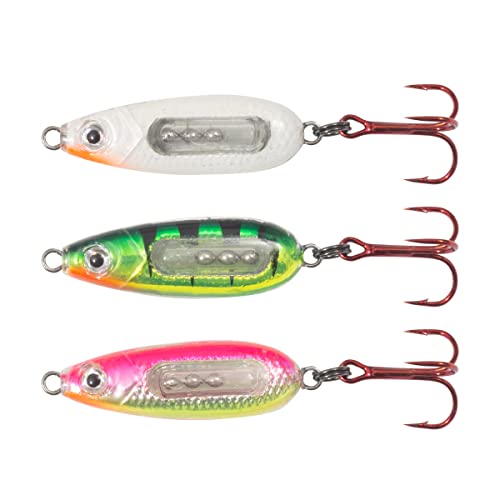 Northland Fishing Tackle Glass Buck-Shot Ice Fishing Jigging Spoon, Assorted Sizes & Colors for Walleye, Perch, and Crappie - color: Assorted, size: 3/32 Oz
