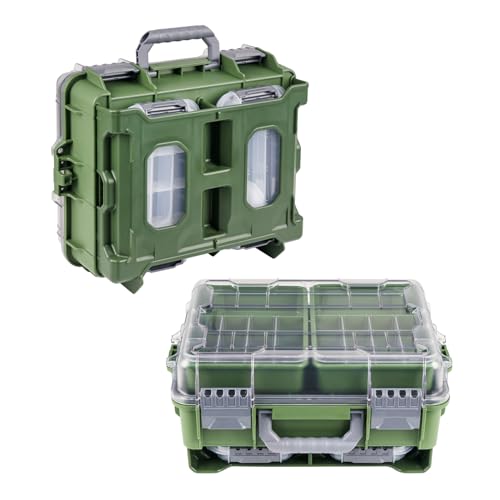 THKFISH Waterproof Tackle Box, Portable Fishing & Tackle Storage Box with Two 3500 Stowaway Boxes and Removable Dividers, Tackle Box, Thicker Floating Airtight Stowaway,Pink/Green/Blue/Grey - color: M-Pink