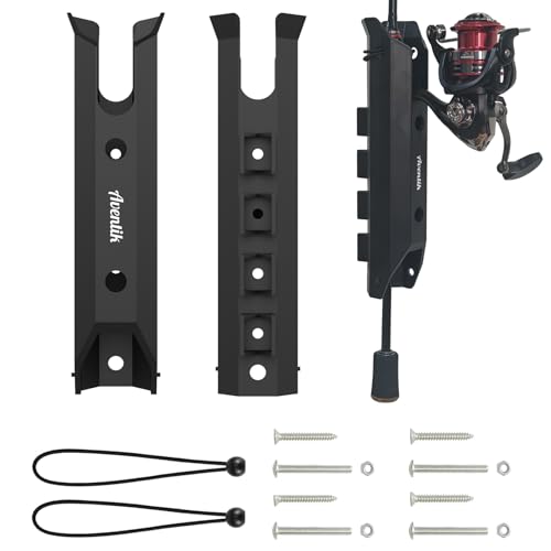 Aventik 2/4pcs Tube Fishing Rod Holders for Boat Truck Tool Box with Tool Slot, Wall Mount Fishing Pole Holders with Screws - style: 2 Pole