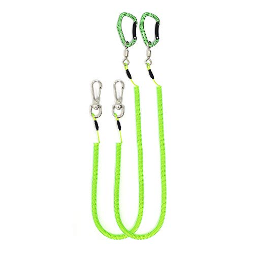 HERCULES M4 Fishing Lanyard, Fishing Pole Tether, Kayak Paddle Leash, Heavy Duty Retractable Coiled Lanyard for Fishing, Rods, Pliers, Boating, Paddles, Kayak - color: Pack of 2 Green, 17.7" Plus