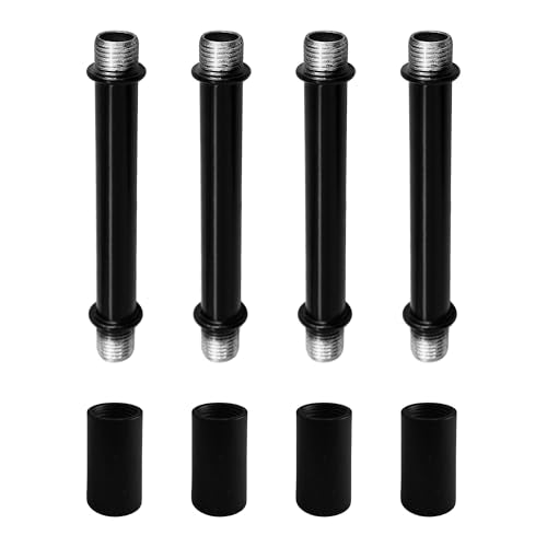 4 Sets 3.15” Straight Pipe Lamp Stem Kit, M10 Double End Threaded Lamp Rod Long Extension Risers, Black Lamp Parts Replacement for DIY Floor Lamps, Table Lamps & Ceiling Lights - size: 3.15”
