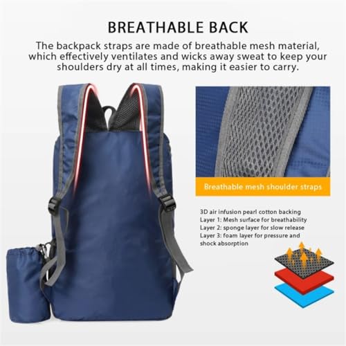 Portable Foldable Backpack Folding Mountaineering Bag, Ultralight Outdoor Cycling Rucksack, Travel Hiking Knapsack (Sky Blue) - color: Sky Blue