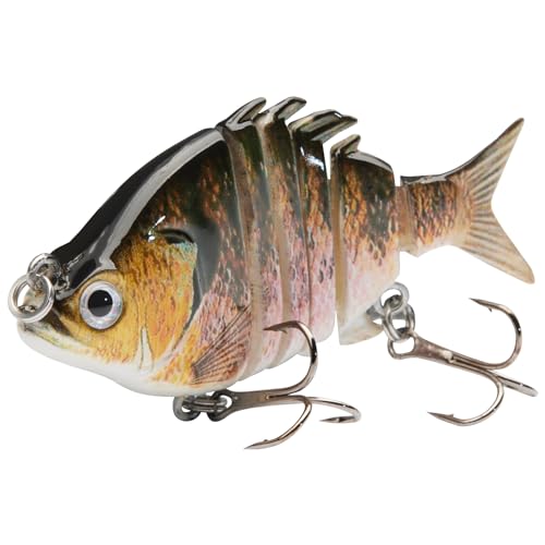 Bassdash SwimPanfish 2.5”/0.34oz Hard Bluegill Swimbaits Multi Jointed Topwater Trout Bass Fishing Crank Lure,Pack of 4 - color: BGSP