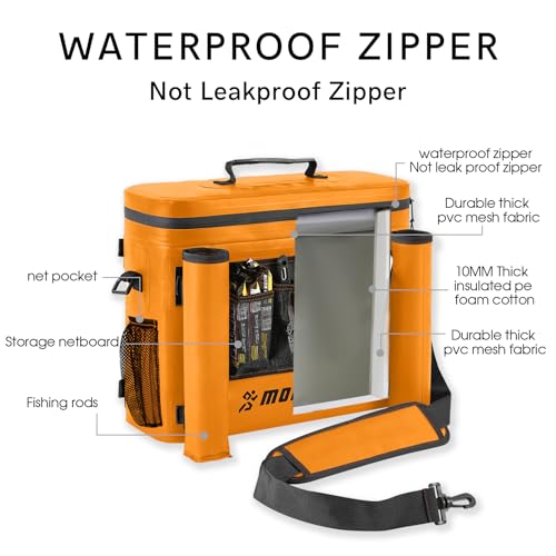 MORXPLOR Kayak Cooler,Waterproof Kayak Seat Back Cooler for Kayaking,Kayak Accessories Cooler Bag,Protable Ice Chest,Beach Cooler,Travel Cooler for Camping or Lunch Bag - color: Orange